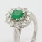 French Emerald Diamonds 18 Karat White Gold Daisy Ring, 1960s 7