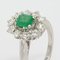 French Emerald Diamonds 18 Karat White Gold Daisy Ring, 1960s, Image 7