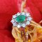 French Emerald Diamonds 18 Karat White Gold Daisy Ring, 1960s, Image 12