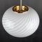 Italian Retro Swirl Glass Pendant Lamp in White & Gold, 1970s 2