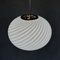 Italian Retro Swirl Glass Pendant Lamp in White & Gold, 1970s 3