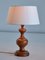French Modern Oak Table Lamp with Ivory Shade, 1950s 6