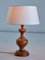 French Modern Oak Table Lamp with Ivory Shade, 1950s 9