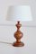 French Modern Oak Table Lamp with Ivory Shade, 1950s 1