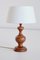 French Modern Oak Table Lamp with Ivory Shade, 1950s, Image 1