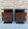 Mid-Century Brutalist Spanish Nightstands with Carved Door and Open Shelf, Set of 2 4