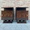 Mid-Century Brutalist Spanish Nightstands with Carved Door and Open Shelf, Set of 2 1