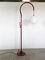 Burgundy Enameled Metal Floor Lamp with White Acrylic Glass Diffuser & Counterbalanced Up-Down Movement by Luigi Bandini Buti for Kartell, 1965 1