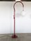 Burgundy Enameled Metal Floor Lamp with White Acrylic Glass Diffuser & Counterbalanced Up-Down Movement by Luigi Bandini Buti for Kartell, 1965, Image 1