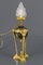 Empire Style Bronze and Flame Shaped Glass Shade Table Lamp, 1920s, Image 1