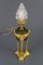 Empire Style Bronze and Flame Shaped Glass Shade Table Lamp, 1920s 5