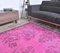 Tappeto vintage fatto a mano di lana rosa, Immagine 6