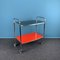 German Bar Cart With Red & Black Formica Shelves, 1950s 1