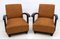 Italian Art Deco Walnut Armchairs, Early 20th Century, Set of 2 1