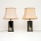 Vintage Lacquered Chinoiserie & Brass Table Lamps, Set of 2 1