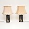 Vintage Lacquered Chinoiserie & Brass Table Lamps, Set of 2 2