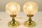 Vintage Amber Glass Ball Bedside Lamps on Tulip Stand, 1960s, Set of 2 2