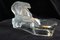 Czechoslovakian Art Deco Clear & Satin Glass Bowl with Polar Bear Couple on Ice Floe, 1940s 2