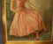 Large Art Deco Oil Painting Depicting Woman in a Dress Sitting on a Club Chair Armrest 2