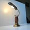 French Art Deco Brass & Oak Clamshell Table Lamp, 1930s, Image 2