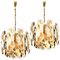Large Chandeliers with Citrus Swirl Smoked Glass from Kalmar, Austria, 1969, Set of 2 1