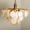 White Hand Blown Glass and Brass Chandelier, Image 5