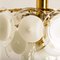 White Hand Blown Glass and Brass Chandelier 3