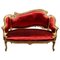 Sofa aus Rotem Samt und Vergoldetem Holz 1