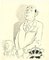 Dibujo Adolf Reinhold Hallman, The King, China Ink, mediados del siglo XX, Imagen 1