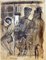 Nicola Simbari, Night Tram, Pencil and Charcoal, Mid-20th Century, Image 1