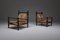 Französische Vintage Armlehnstühle aus gebeiztem Holz & Geflecht, 4er Set 6