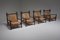 Vintage French Rustic Stained Wood & Rush Armchairs, Set of 4, Image 13
