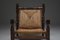 Vintage French Rustic Stained Wood & Rush Armchairs, Set of 4 4