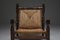 Vintage French Rustic Stained Wood & Rush Armchairs, Set of 4, Image 4