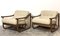 Italian Wicker Lounge Chairs and Pouf, 1960s, Set of 3, Image 3