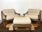 Italian Wicker Lounge Chairs and Pouf, 1960s, Set of 3 1