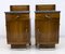 Art Deco Gray Marble Graphite and Walnut Nightstands, 1920s, Set of 2 1