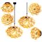 Amber Bubble Glass Pendant Light by Helena Tynell for COR, 1960s, Set of 6 1