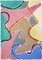 Vivid Colors of Layered Curvilinear Forms, Abstract Painting in Warm Tones, Pink, 2021 1