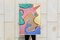 Peinture Abstraite Couleurs Vives de Formes Curvilinéaires en Couches, Rose, 2021 3