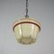 Art Deco German Patinated Brass & Opaline Glass Pendant, 1930s 14