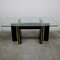 Vintage Hollywood Regency Black Lacquered Dining Table with Gold Trim and Glass Top 2