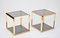 Vintage Italian Gold-Rimmed Metal and Glass Side Tables, Set of 2 5