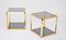 Vintage Italian Gold-Rimmed Metal and Glass Side Tables, Set of 2 6