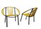 Gelbe Gastone Rinaldi Stühle aus Schwarzem Metall und Gelbem PVC, Italien, 1960, 2er Set 2