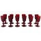 Vasos de licor de vidrio artístico soplado en rojo de Monica Bratt para Reijmyre. Juego de 12, Imagen 1