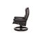 Vintage Black Leather Stressless Royal Armchair & Stool, Set of 2, Image 9