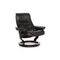 Vintage Black Leather Stressless Royal Armchair & Stool, Set of 2 3