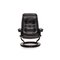 Vintage Black Leather Stressless Royal Armchair & Stool, Set of 2, Image 4