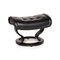 Vintage Black Leather Stressless Royal Armchair & Stool, Set of 2, Image 11